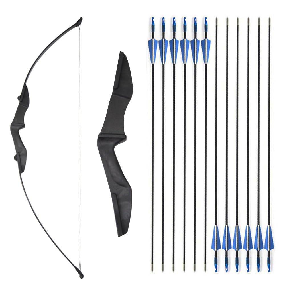 SHARROW Takedown Arco Ricurvo e Set di Frecce Tiro con L'Arco Dritto di Prua 30-40lbs con 12pcs Frecce in Fibra di Vetro per Giovani Adulti Principianti