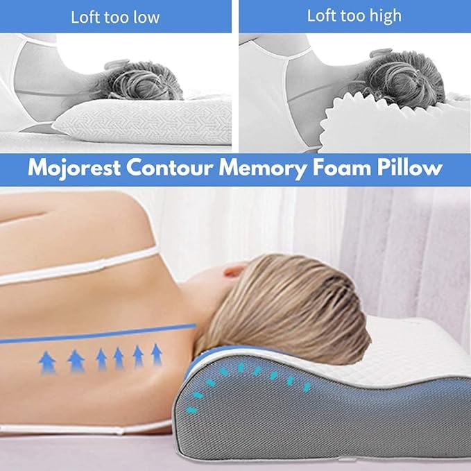 MASHUR FAB Cervical Contour Memory Foam Pillow for Sleeping,Orthopedic Pillow for Neck Pain, Support for Back,Stomach,Side Sleepers, with Breathable Zip Cover (19X12X4INCH) 2