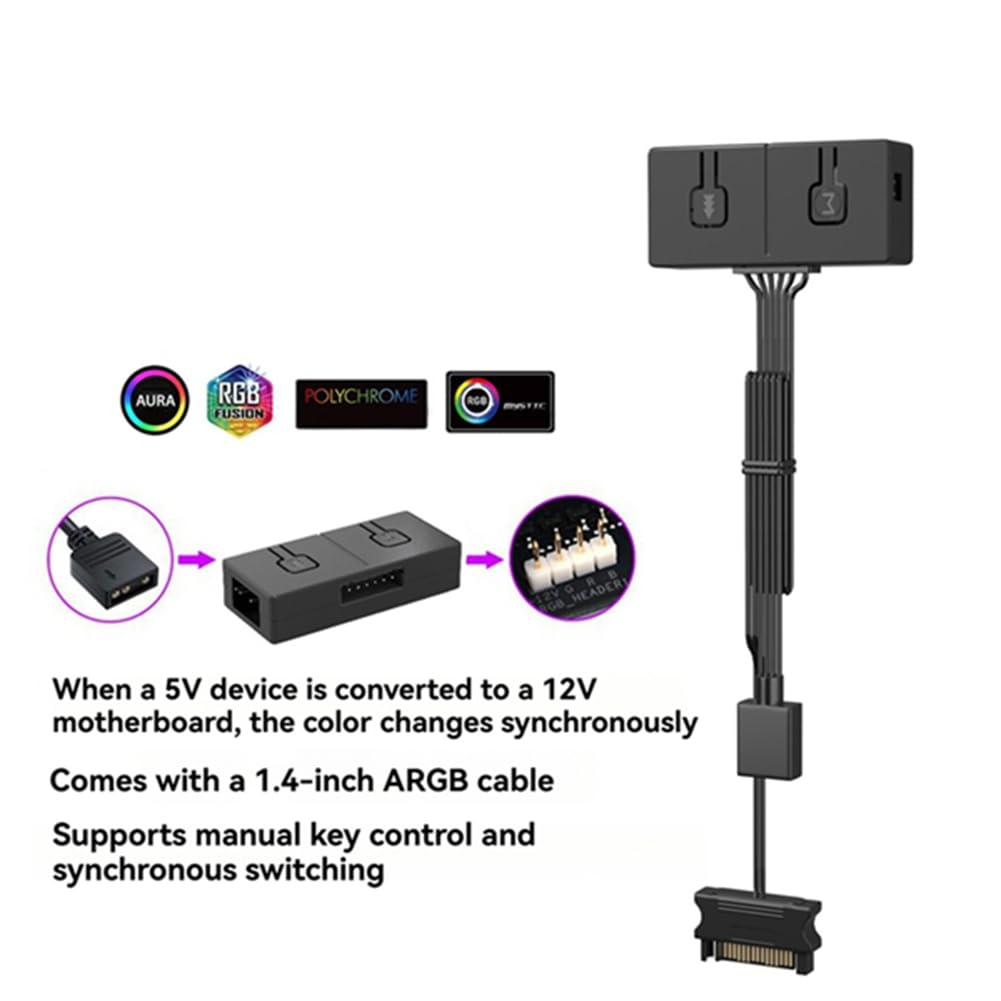5 V 3-pinowy Argb do 12 V 4-pinowy konwerter RGB 5 V/3 Add-RGB do 12 V/4-pinowy adapter 5 V 3-pinowy kontroler ręczny