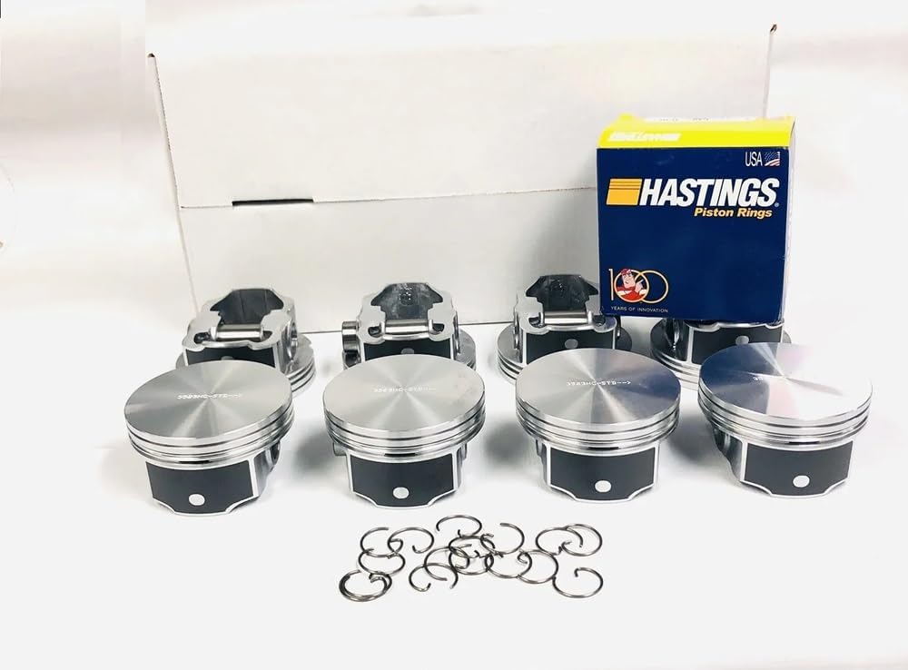 Hypereutectic Flat Top Pistons & Matching Rings Bundle compatible with 2008-10 GM Chevy 6.2L LS2 (.30 OVER BORE 4.095)