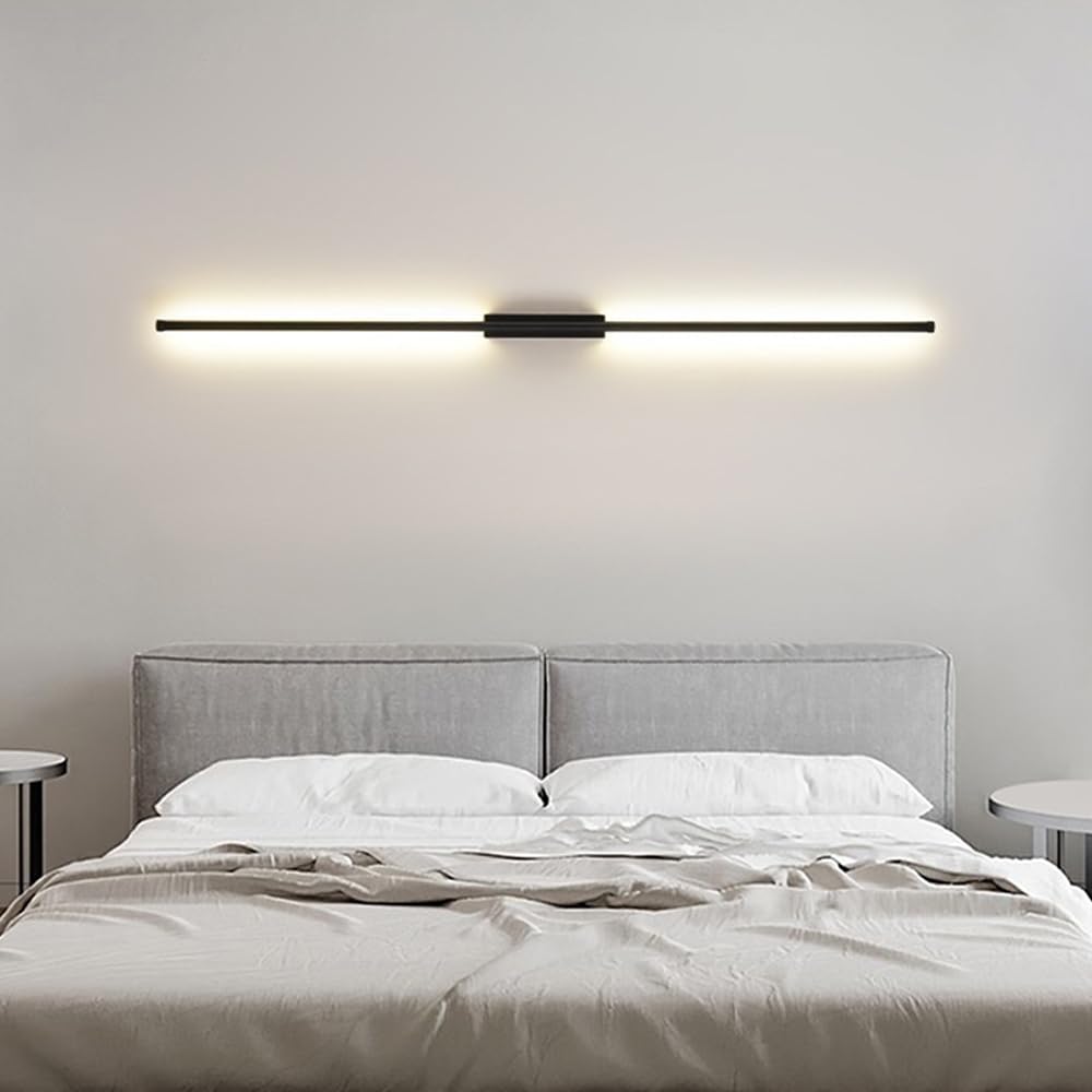 Black Wall Light Linear Wall Sconce Lighting Fixture Modern LED Wall Lamp Long Strip Hardwired Sconces Wall Lights Indoor for Living Room Bedroom Hallway Office Stairs