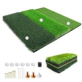 VANCL Golf Hitting Mat 3-in-1 Mat 25"x25" Upgraded Enlarged Golf Practice Mat, Foldable Turf Grass M