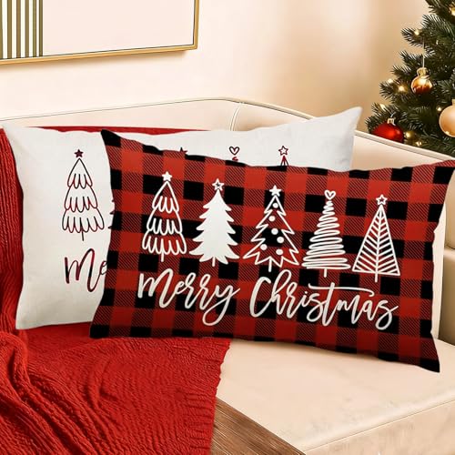 TOPZFL Weihnachten Kissenbezug, 2 Stück Weihnachts kissenbezüge,...