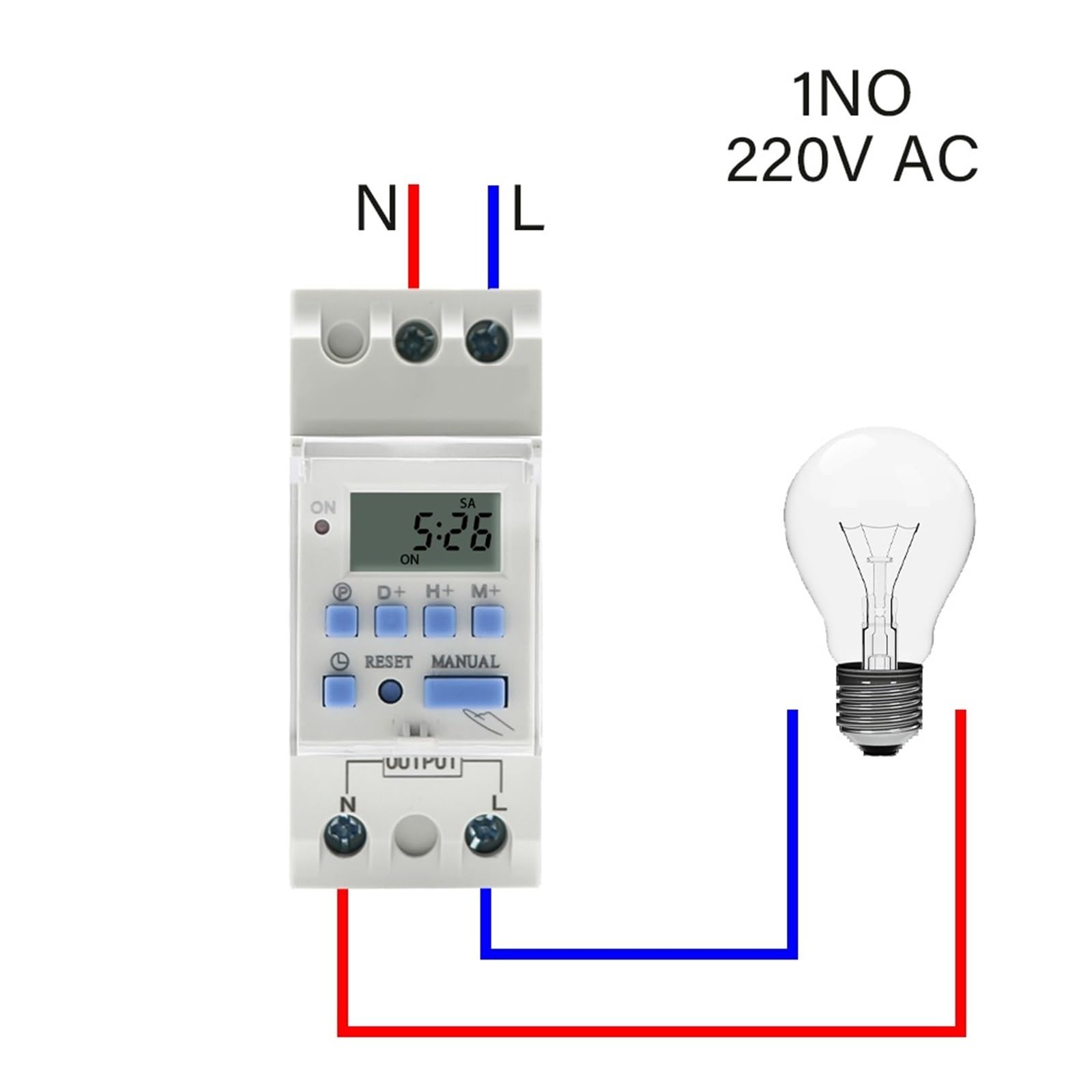 Temporizador Digital programable electrónico semanal, 7 días, Control de relé, CA 220V 230V 10A 16A, Carril DIN THC15A 30A CC 12V 24V 1NO(1NO 220V AC)