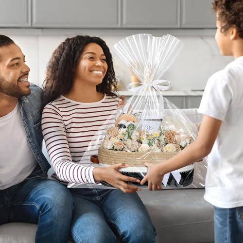 Image of Colingmill Large Woven Basket for Gifts Empty Set with Gift Bags and Ribbon Gift Baskets and Wrapping Set Storage 14 inchx 10 inchx 5.5 inch Decorative Box for Class of 2026 Graduation(Black)