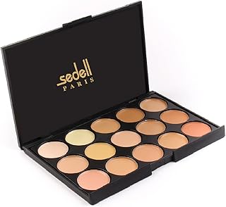 Sedell Professional 15 Colors Cream Concealer Camouflage Foundation Makeup Palette Contour Face Contouring Kit-01, Multico...