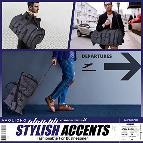 AVOLIONO Travel Bag Garment Bag Expandable Weekender Bag Wheeled Duffle Bag Convertible Hanging Suit Case Suit Bag for Men and Women
