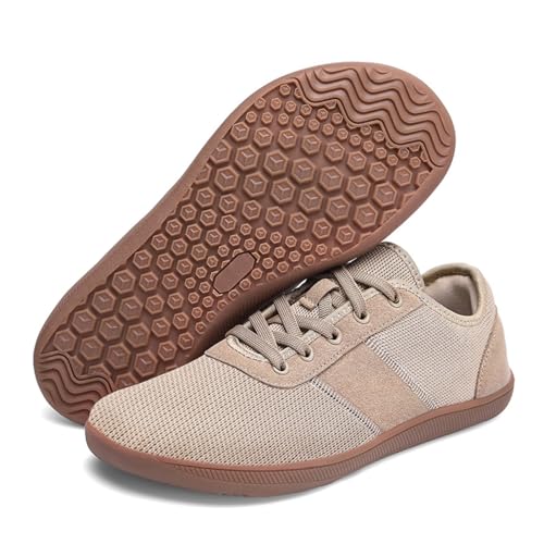 AONEGOLD Hombre Barefoot Minimalistas Mujer Zapatillas De Trail Running Ligeros Transpirables Deporte con Horma Ancha Zapatos Descalzos Calzado para Fitness（Marrón/43EU）