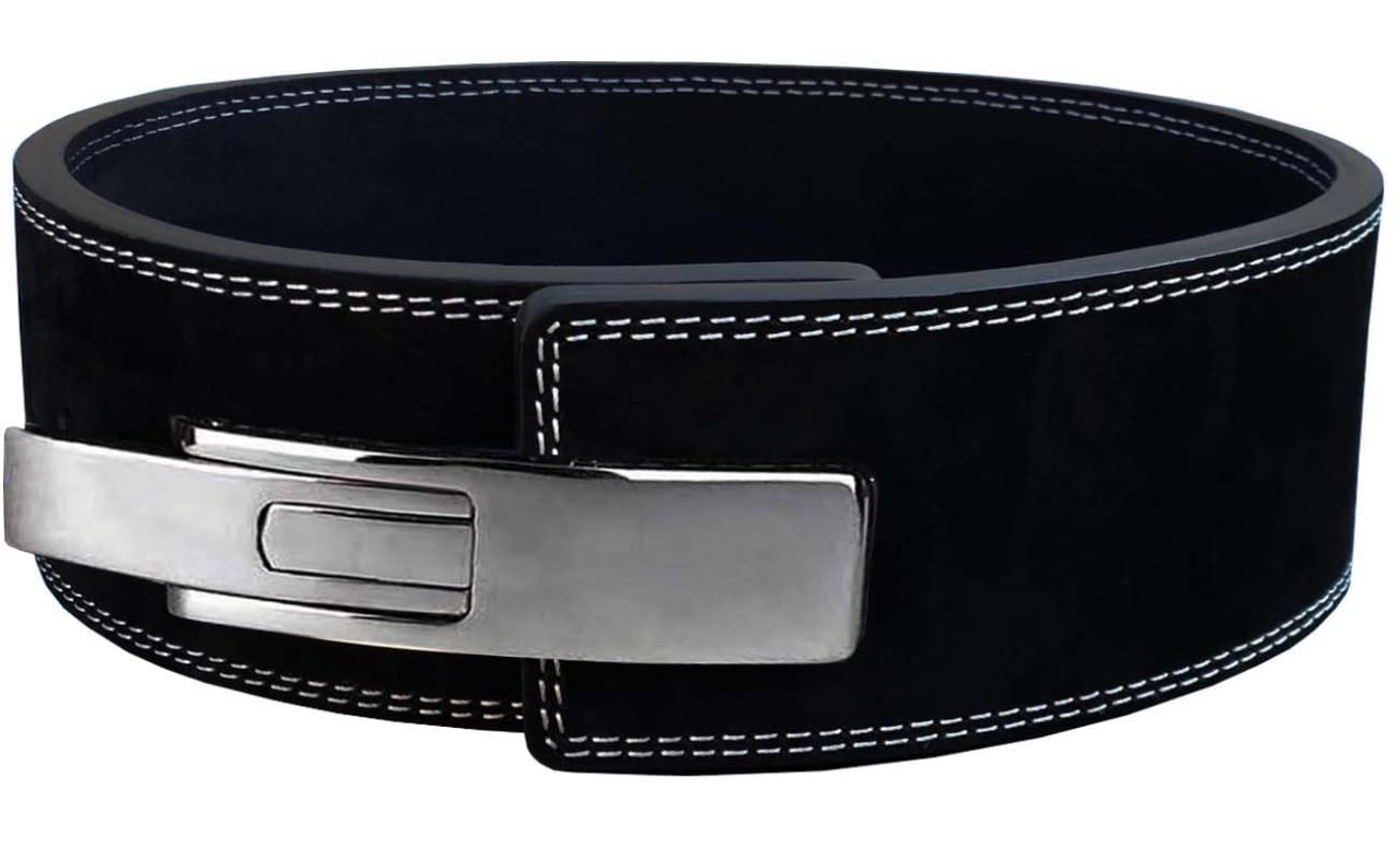 Just Fitee Weightlifting lever Belt Powerlifting Belts,gym belts,Strength Belts 4 Inch 10-13 mm for Men and Women with stainless steel Lever Buckles S-XXL (Black White - Image 3