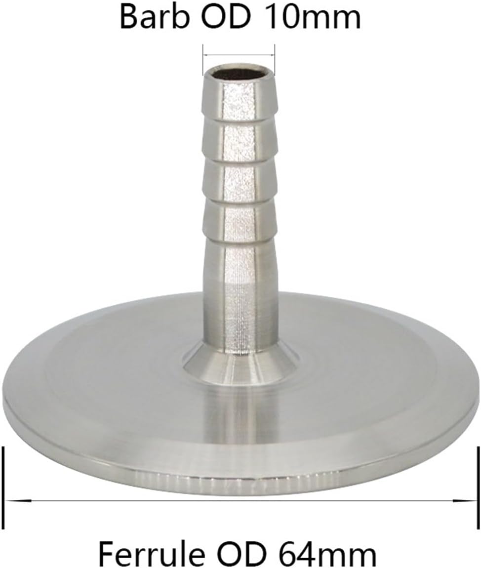 1Pcs Tri Clamp to 6mm 8mm 10mm Hose Barbed Adapter 304 Stainless Steel Hose Pipe Fitting Home Brewing(SSH10-64)