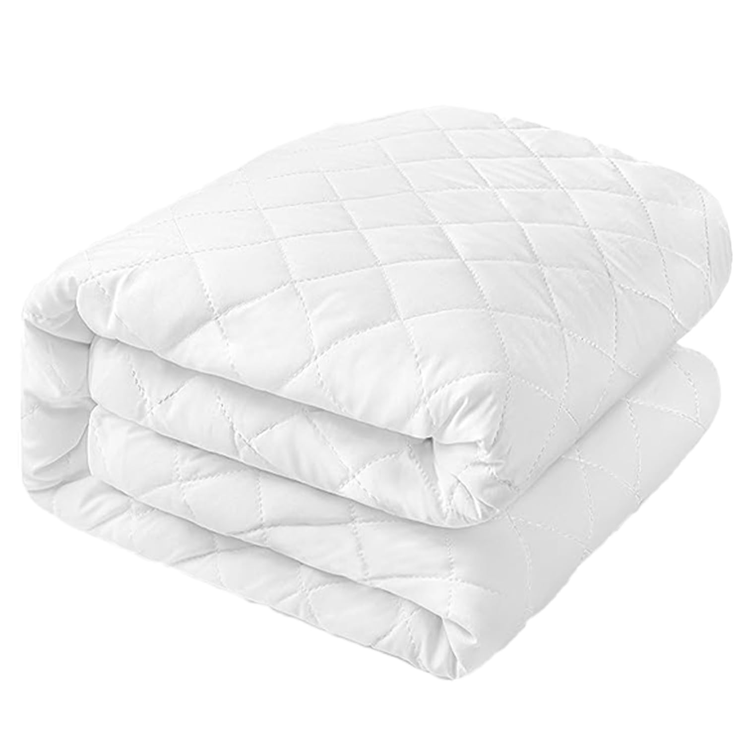 Lancashire Bedding White Quilted Microfibre Mattress Protector – Double 137X190cm, Extra Deep 30Cm Skirt, Soft, Noiseless, Hypoallergenic, Machine Washable