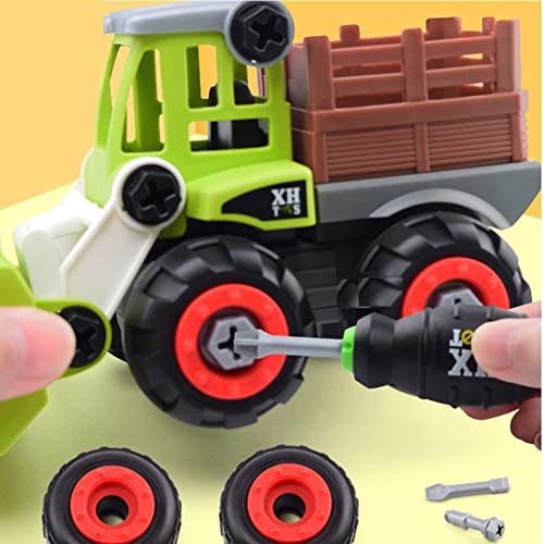 Image of Plastic Toy Vehicles Set - Assembly Toy Farm Truck Construction Set, Building Vehicle Play Set with Screwdriver, Toy for,Kids (Farm Truck Construction)