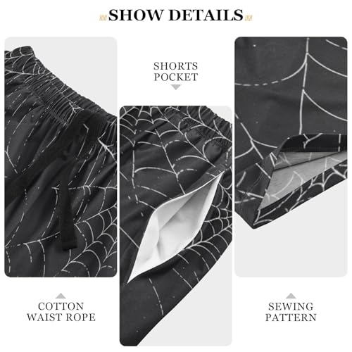 Men's Short Pajama Bottoms Black Spider Halloween Home Casual Sleep Pants3