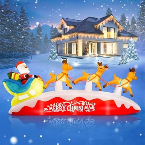 Beinhome 10 FT Santa Sleigh Inflatable Cover