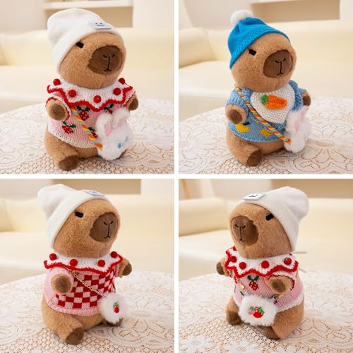 Image of Capybara Plush for Boys Girls Birthday Dress Up Cute Plushies,10 Pcs Set,9 Clothes and Accessories Kawaii Stuffed Animal Plushie Toy, Soft Peluche Doll for Kids 10.2 in
