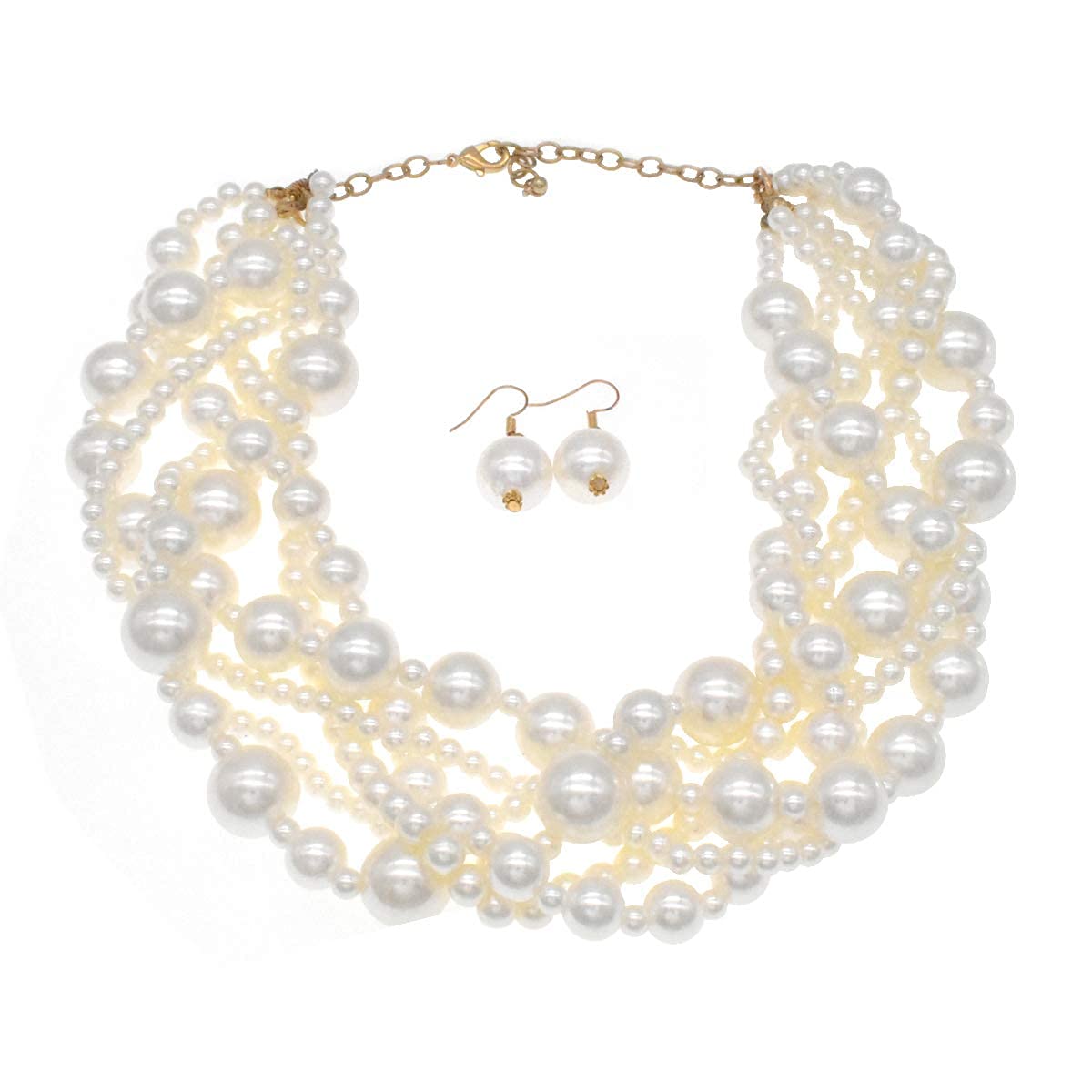 JNF Large Big Pearl Necklace and 