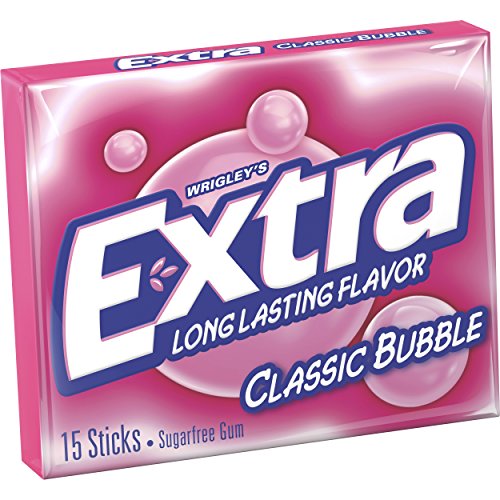 Image of EXTRA Gum Classic Bubble Gum Sugar Free Chewing Gum Bulk Pack, 15 Stick (Pack of 120)