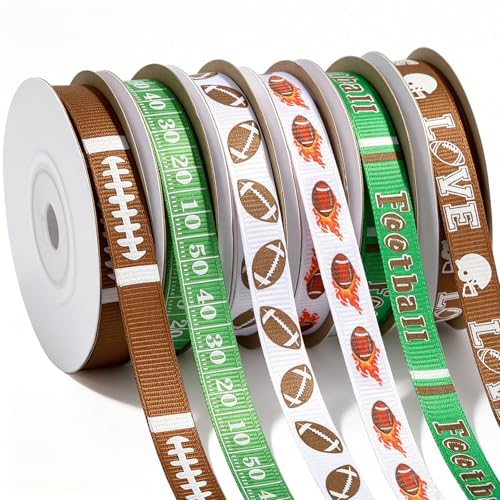 DECYOOL Football Grosgrain Ribbon 3/8 Width 60 Yards Sport Rugby Ribbons