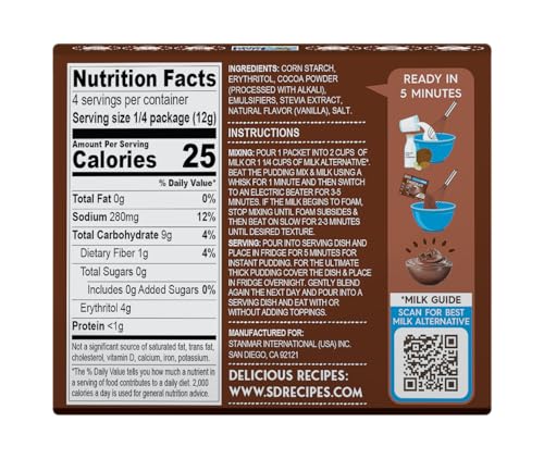 Image of Simply Delish Natural Instant Chocolate Pudding - Sugar Free, Non GMO, Gluten Free, Fat Free, Vegan, Keto Friendly - 1.7 OZ (Pack of 1)