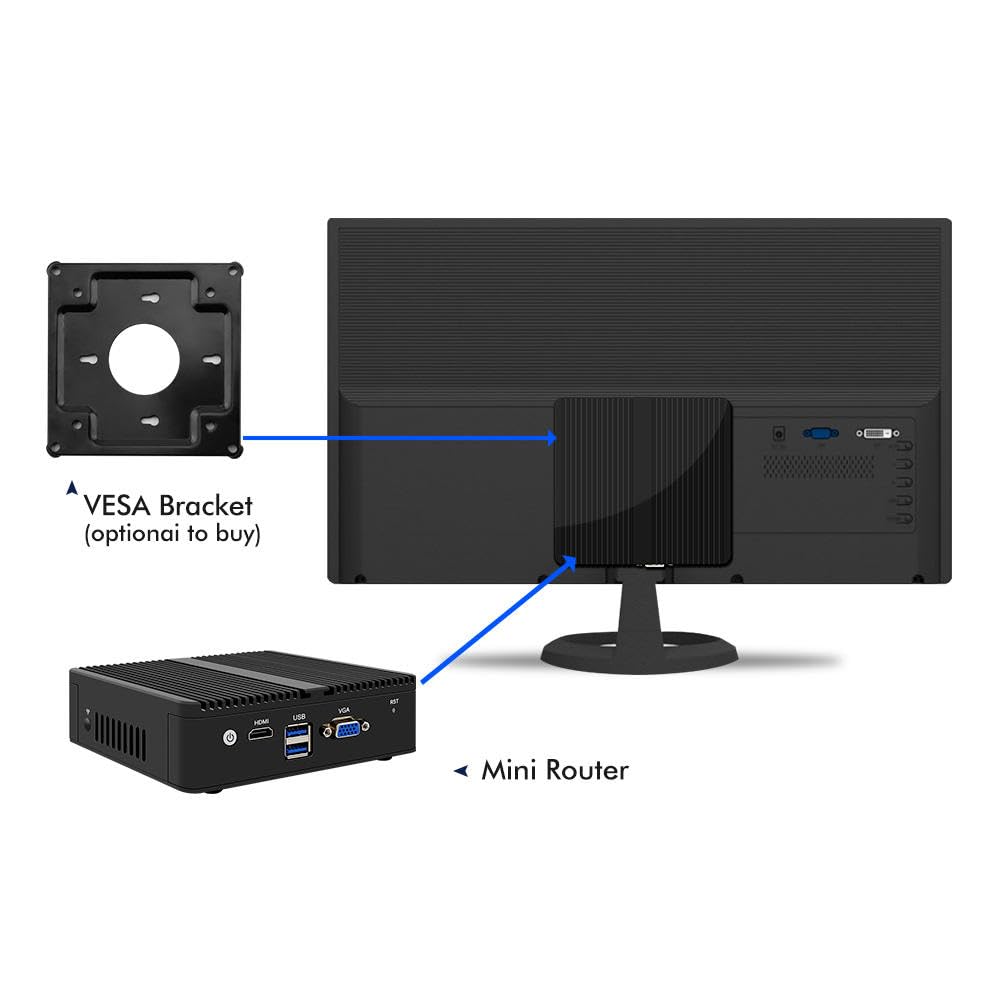 Micro-Firewall-Gerät, 2,5 G, lüfterlos, j5005 4xi226-V RJ45 Desktop | Firewall-Gerät AES-NI ESXi geeignet für pfSense Mini-PC, VGA, HDMI