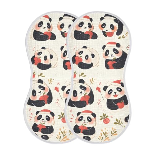 Bolaz Baby Burp Cloths 4 Pack,Panda Pattern,Feeding Cloths Face Towel Super Absorbent Soft Cotton Burping Rags Feeding Bibs2