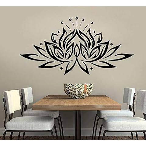 NSRJDSYT Lotus Flower PVC Wall Art Stickers House Decorate Living Room Yoga Vinyl Sticker Bedroom Decor Poster Self Adhesive 106x54cm Cover