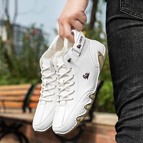 Italian Handmade Leather Beck Shoes Men Outdoor High Boots Non-Slip Lightweight Comfort Unisex for Hiking Camping & Driving All Season Chukka Boots(White,US 14)3