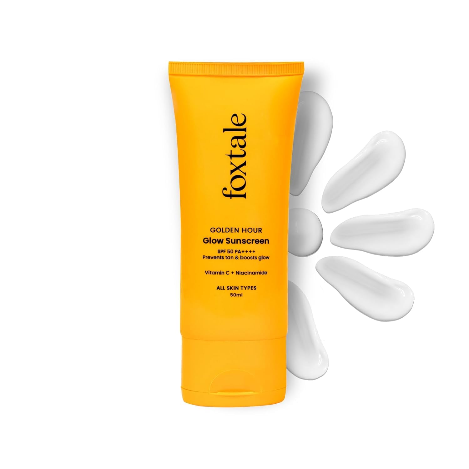 Glow Sunscreen SPF 50 PA++++ Lightweight with Vitamin C and Niacinamide | Fast Absorbing | UVA and UVB filters Prevents Tanning | Non-Greasy | For Men & Women | All Skin Types - 50 ml
