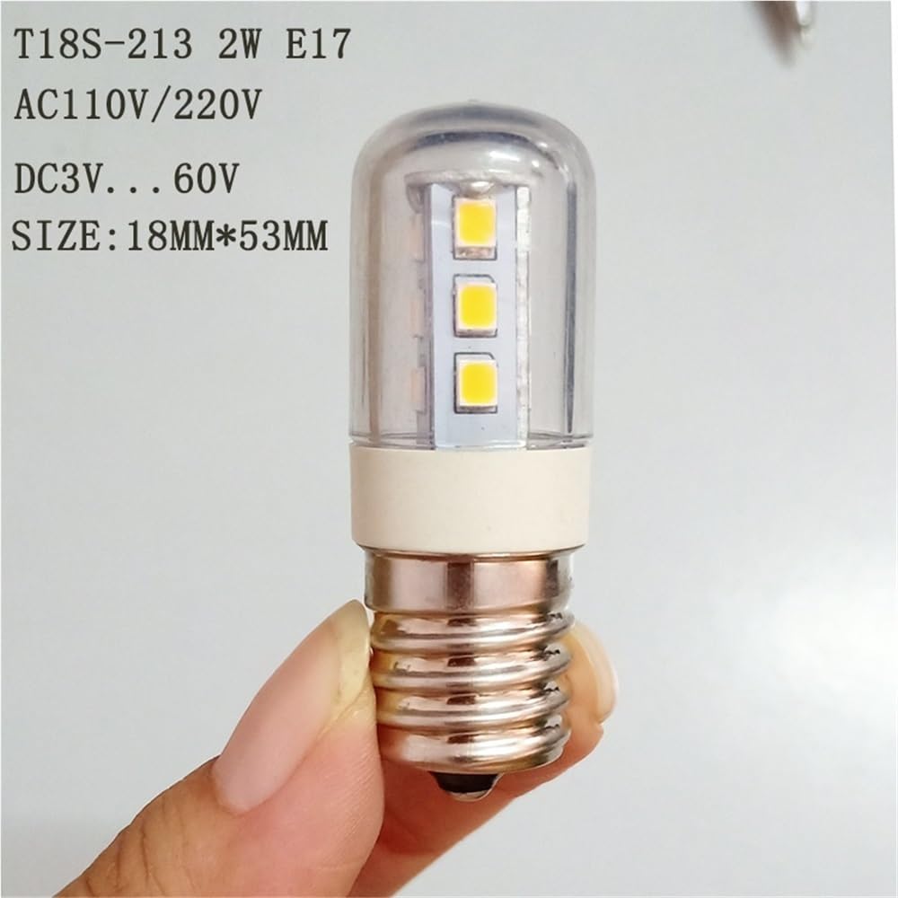 HHF Illuminazione domestica, Confezione da 50, LED luce frigorifero AC220V T18S E12/E14/E17 2W mini luce illuminazione domestica(2700K warm white,E17 220V)