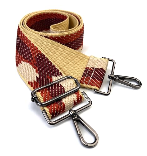 Image of Purse Strap Replacement for Crossbody Bags & Handbags | Premium Webbing with Gunmetal Black Hardware Clip-On Installation Adjustable Length Comfortable Wide Guitar Style Strap