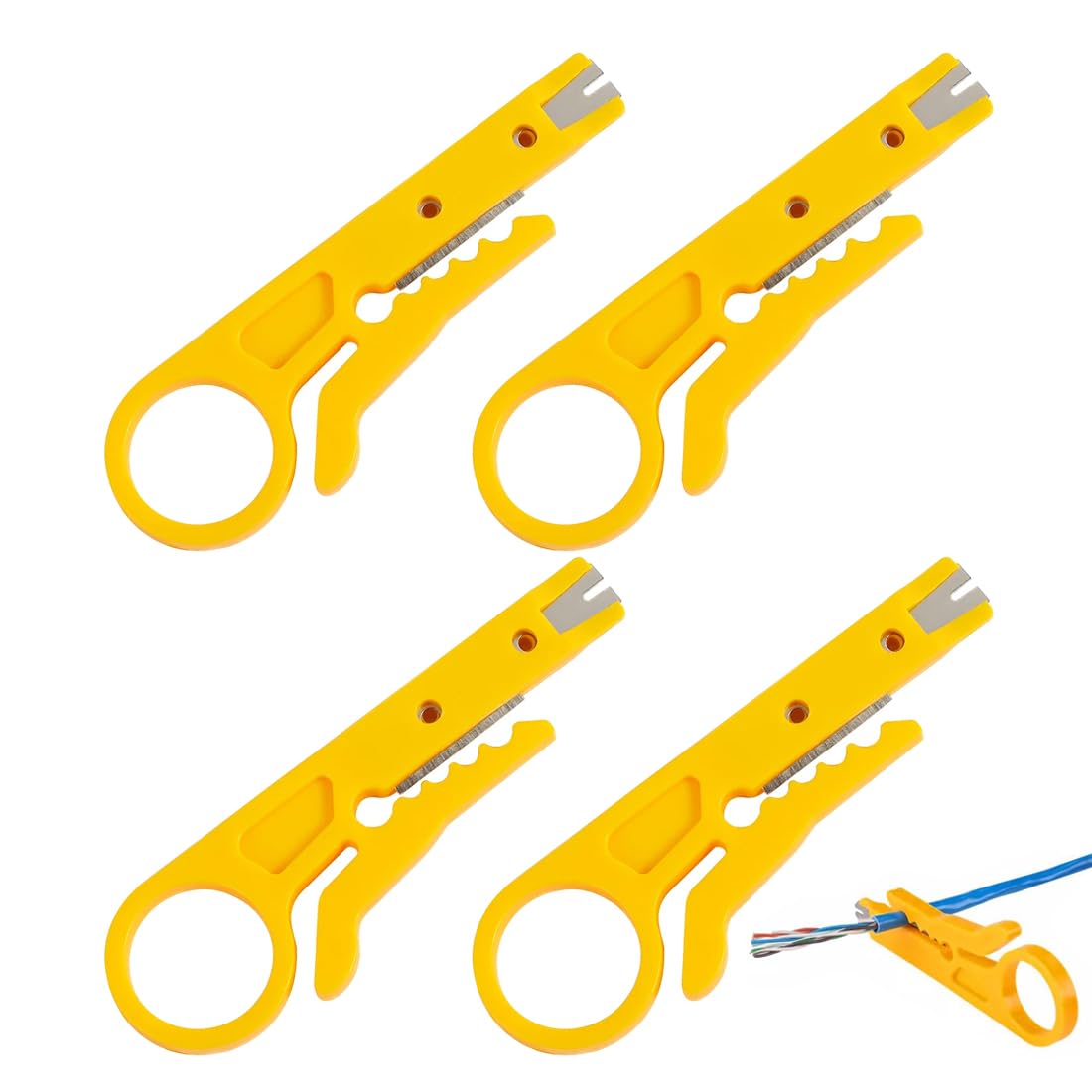 Wire Stripper, 4 Pcs Wire Stripper for Stripping Network, Telephone and Power Cables Ensuring Security and Protection from Internal Cables