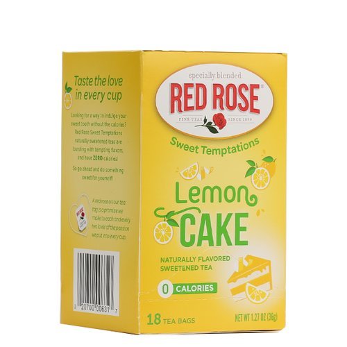 Red Rose Sweet Temptations Naturally Flavored Sweetened Tea (0 Calories) 18 Tea Bags (Lemon Cake)