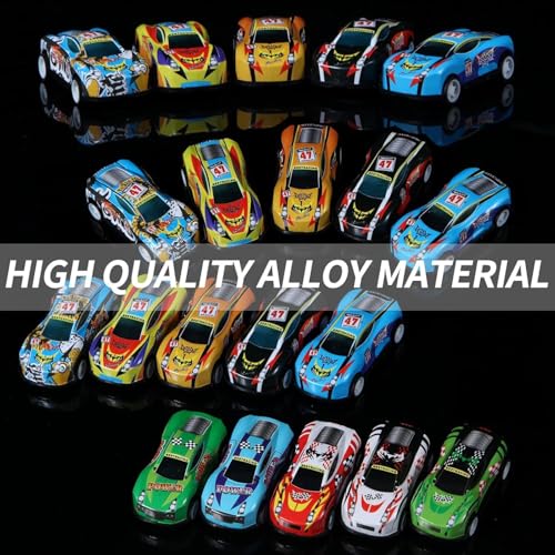 Image of SHOPOGENIX Toy Cars for Kids, 12 PCS Pull Back Race Cars Toys, Container Storage Box, Die Cast Metal Tay Set, Racing Pattern, Race Party, Small for Boys & Girls (Without Box-Multicolour-FBA)
