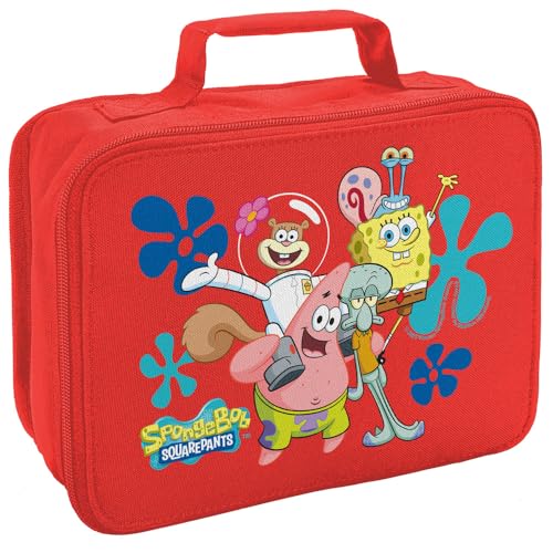 LOGOVISION SpongeBob Spongebob Buddies Insulated Soft Sided Lunch Box - Reusable Lunch Bag For School Office Work, BPA Free, Red