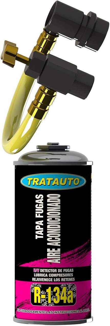 Gasica D2 226g. (Pack Gasica + Tapafugas Tratauto) Botella Refrigerante Orgánico Ecológico Sustituto del R12 y R134A para Recarga de Aire Acondicionado Coches