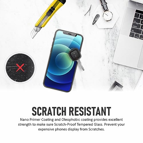 Image of SupCares Tempered Glass for iPhone 12 and iPhone 12 Pro (6.1 Inch) With Installation Kit | 9H Edge to Edge Screen Protector | Black