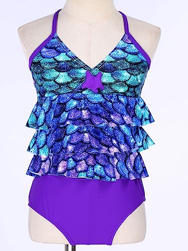 Moily Kids Girls Mermaid Bikini Tankini Set Ruffles Tank Top with Briefs Bottoms 2 Piece Swimming Bathing Suit3