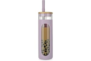 Tronco Glass Tumbler with Bamboo Lid - The Perfect Boba Tea Companion