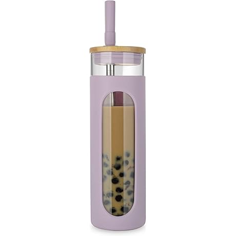 Tronco Glass Tumbler with Bamboo Lid - The Perfect Boba Tea Companion