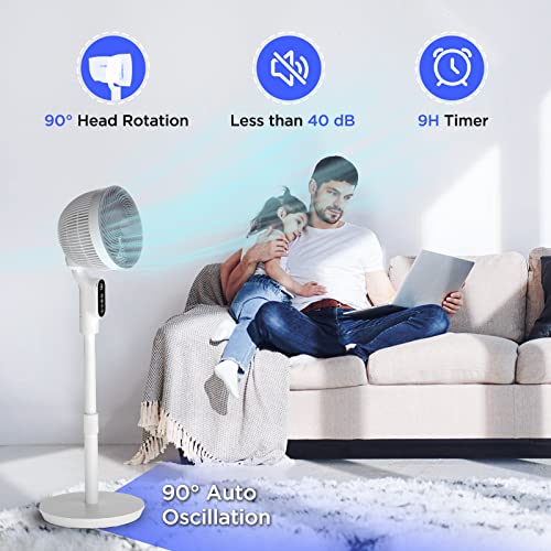 Primevolve 10.6 Inch Oscillating Fan For Bedroom, Air Circulator Fan With 6 Speeds Powerful Airflow, Height Adjustable For Cooling Room, Office, Kitchen, White #TOP2