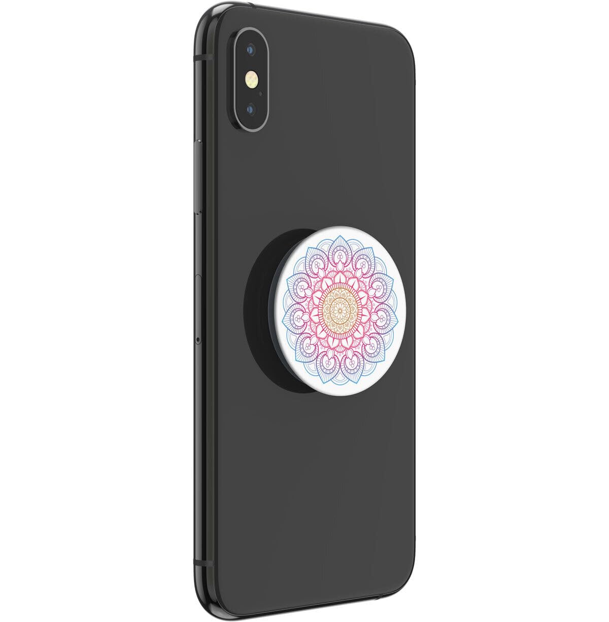 PopSockets PhoneGrip | uchwyt i uchwyt do smartfonów | Włączany i wysuwany uchwyt Basic | Mandala Rainbow
