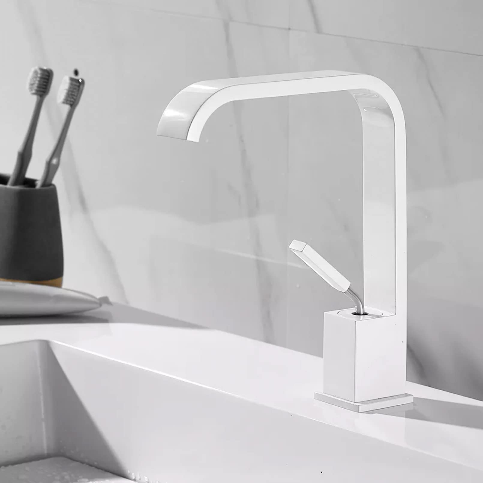 ZQFHSX Basin Faucet for Bathroom Hot and Cold Brass Water Mixer Tap Black/Chrome Washbasin Faucets Taps Sink Mixers Crane LWX