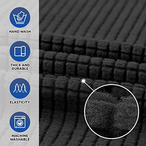 Kekuou Stretch Loveseat Sofa Cover Slipcover ,Couch Covers For 2 Cushion Couch Sofa (55"-79") Furniture Protector Sofa With Elastic Bottom For Kids,Dog. Jacquard Small Checked (Medium,Black) #TOP3