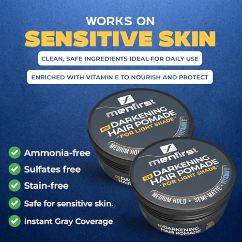 MENFIRST - Pomade for Instant Gray Coverage - Light Brown to Blonde Hair and Beard Styling Wax Paste - 2 Pack
