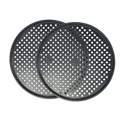 14 inch Pizza Pan with holes 2 pack perforated huge Pizza Tray Carbon Steel Crisper Pan Non stick Pizza pan for oven
