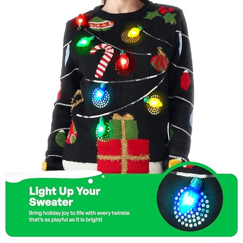 JOYIN Matching Light-Up Fairy Lights and Presents Sweater for Couples - Image 3