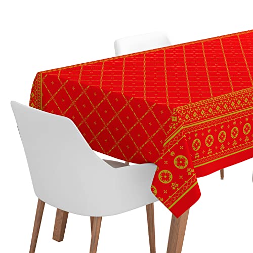 Horeca Collection 1 Unidad - Mantel de Papel Plegado Impermeable de 220 x 140 cm con Temática Tradicional. Mantel Navidad, 100% Reciclables Celebraciones y Eventos.
