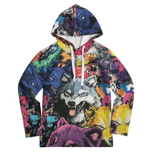 Pull à capuche loup confortable avec manches longues et cordon ajustement idéal automne hiver