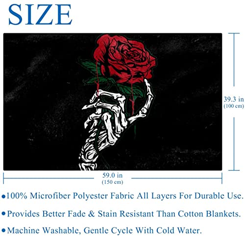 Couverture plaid avec motif de squelette et fleurs impression premium - 6