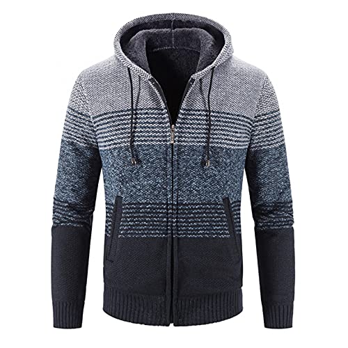 Men's Full Zip Cardigan Sweater Casual Vintage Stand Collar Knitted Sweater Jacket With Zipper Pockets #TOP2
